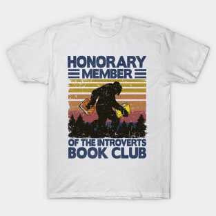 Introvert Book Club Funny Vintage Bigfoot Gift T-Shirt